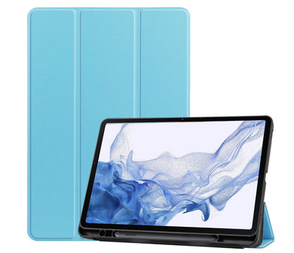 Soft TPU Combo Leather Samsung Galaxy Tab S8 Case Tri-fold Stand