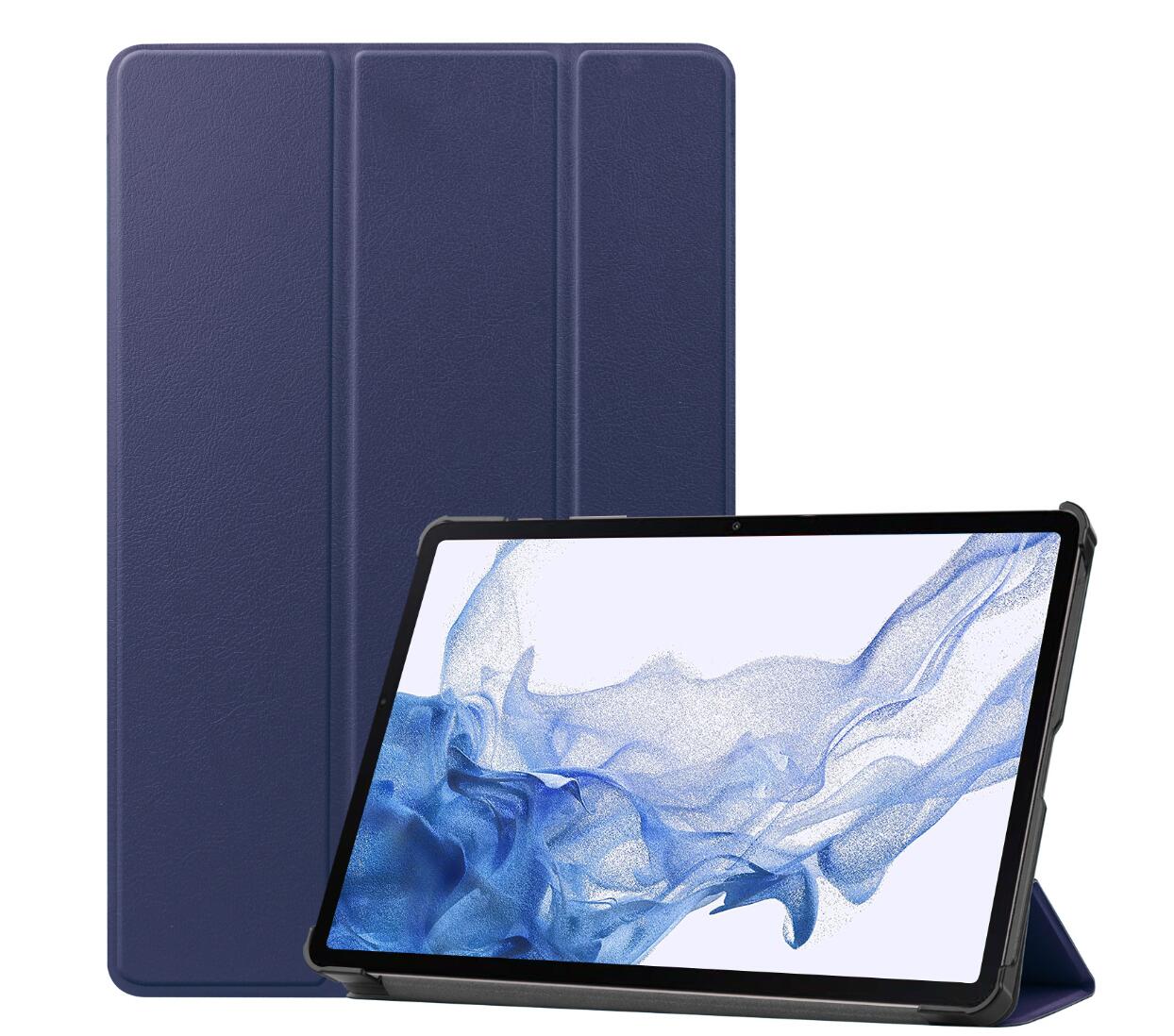 Tri-fold Caster Leather Samsung Galaxy Tab S8 Case Hard Shell Slim