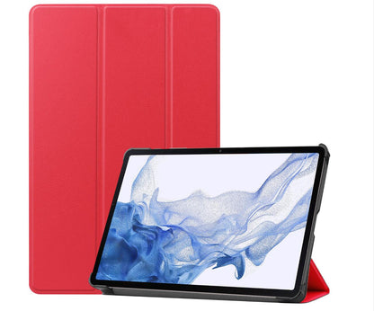 Tri-fold Caster Leather Samsung Galaxy Tab S8 Case Hard Shell Slim