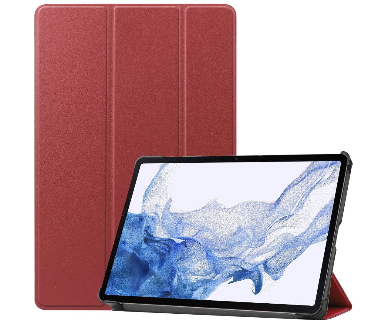 Tri-fold Caster Leather Samsung Galaxy Tab S8 Case Hard Shell Slim