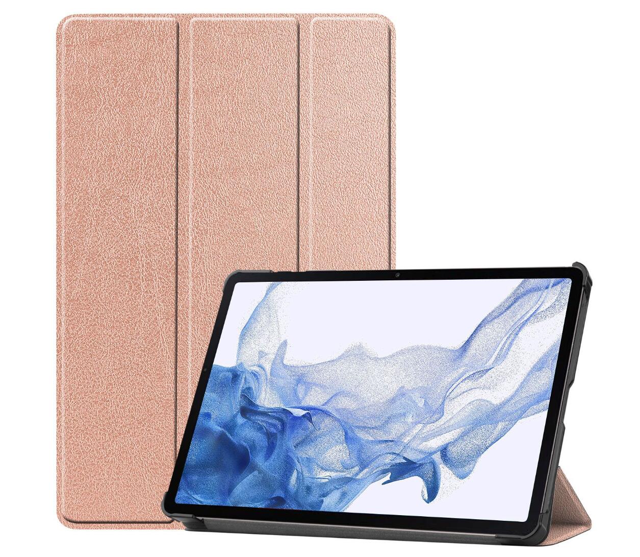 Tri-fold Caster Leather Samsung Galaxy Tab S8 Case Hard Shell Slim