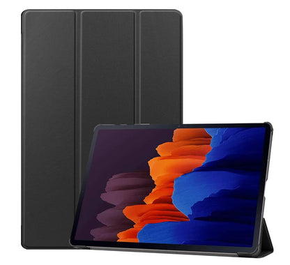 Tri-fold Caster Leather Samsung Galaxy Tab S7+ Case Hard Shell Slim