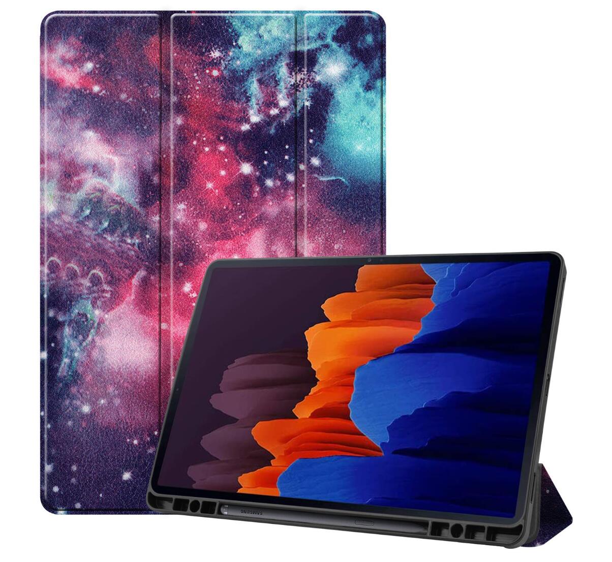 Soft TPU Combo Leather Samsung Galaxy Tab S7+ Case Tri-fold Stand