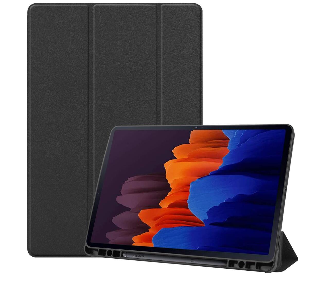 Soft TPU Combo Leather Samsung Galaxy Tab S7+ Case Tri-fold Stand