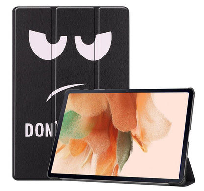 Tri-fold Caster Leather Samsung Galaxy Tab S7 FE Case Hard Shell Slim