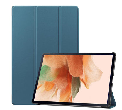 Tri-fold Caster Leather Samsung Galaxy Tab S7 FE Case Hard Shell Slim