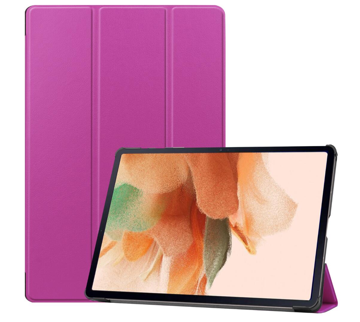 Tri-fold Caster Leather Samsung Galaxy Tab S7 FE Case Hard Shell Slim