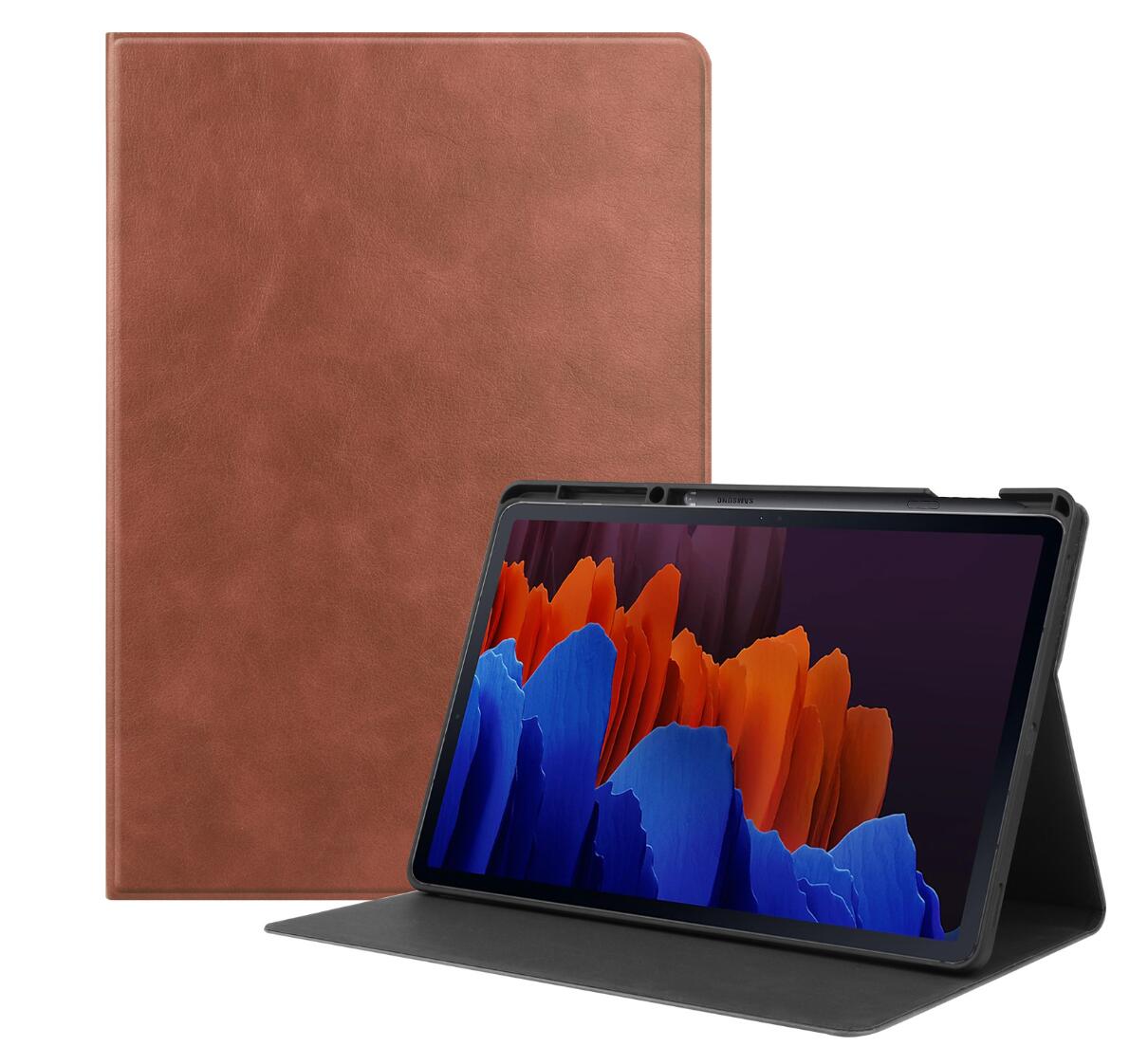 Cattlehide Leather Stand Samsung Galaxy Tab S7 FE Case Folio