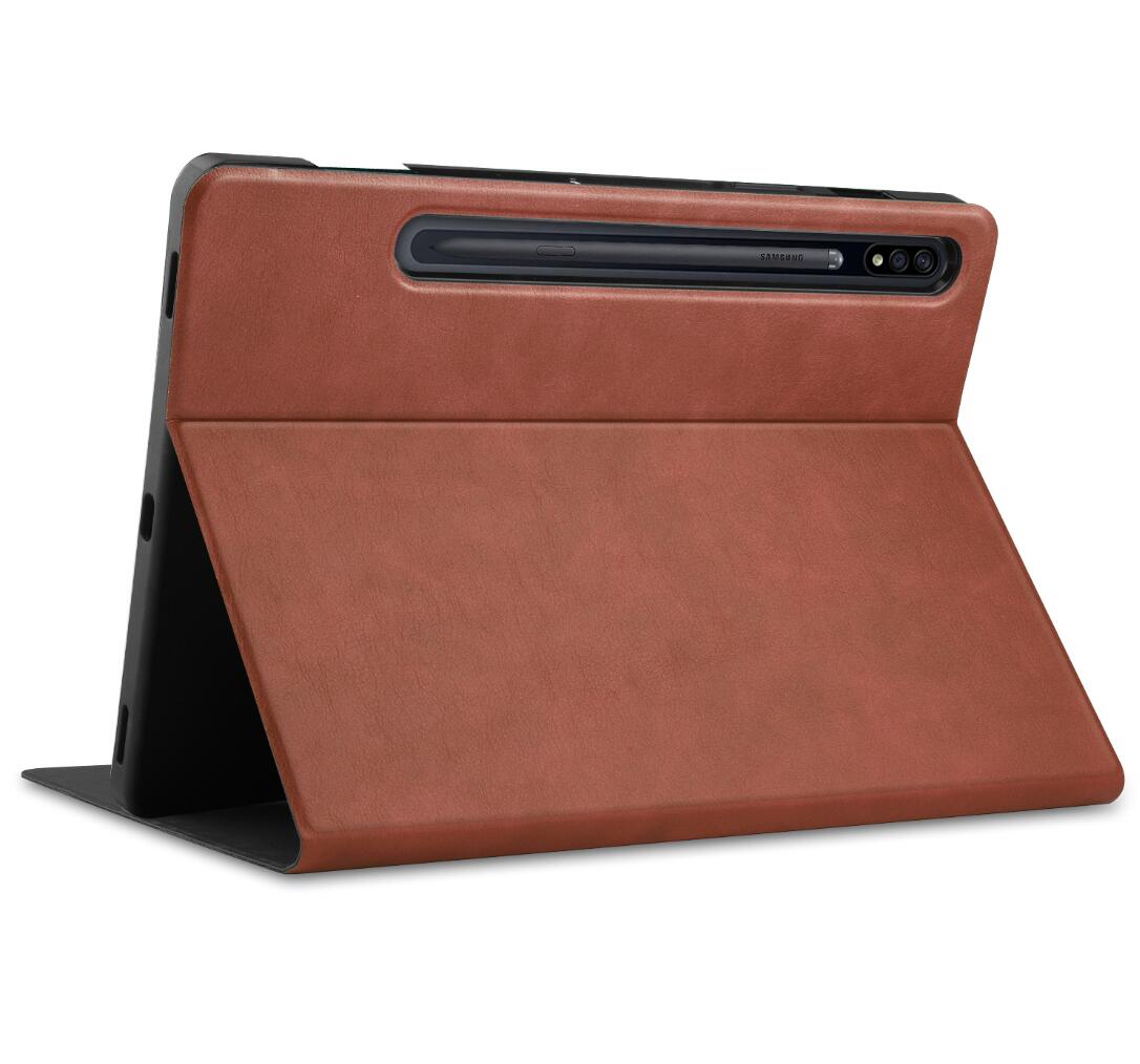 Cattlehide Leather Stand Samsung Galaxy Tab S7 FE Case Folio