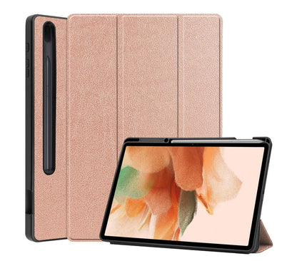 Soft TPU Combo Leather Samsung Galaxy Tab S7 FE Case Tri-fold Stand