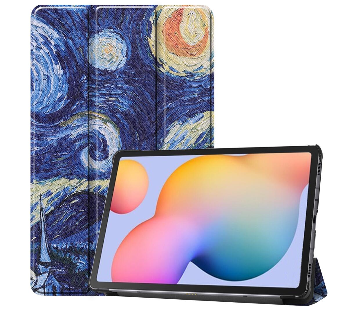 Tri-fold Caster Leather Samsung Galaxy Tab S6 Lite Case Shell Slim