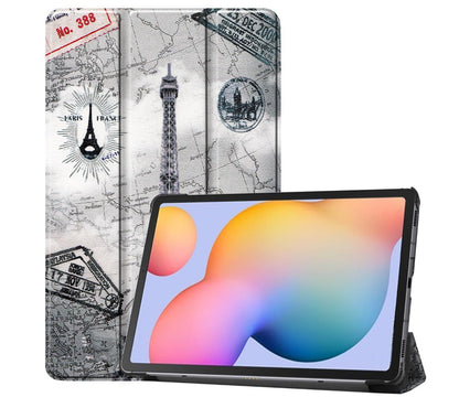 Tri-fold Caster Leather Samsung Galaxy Tab S6 Lite Case Shell Slim