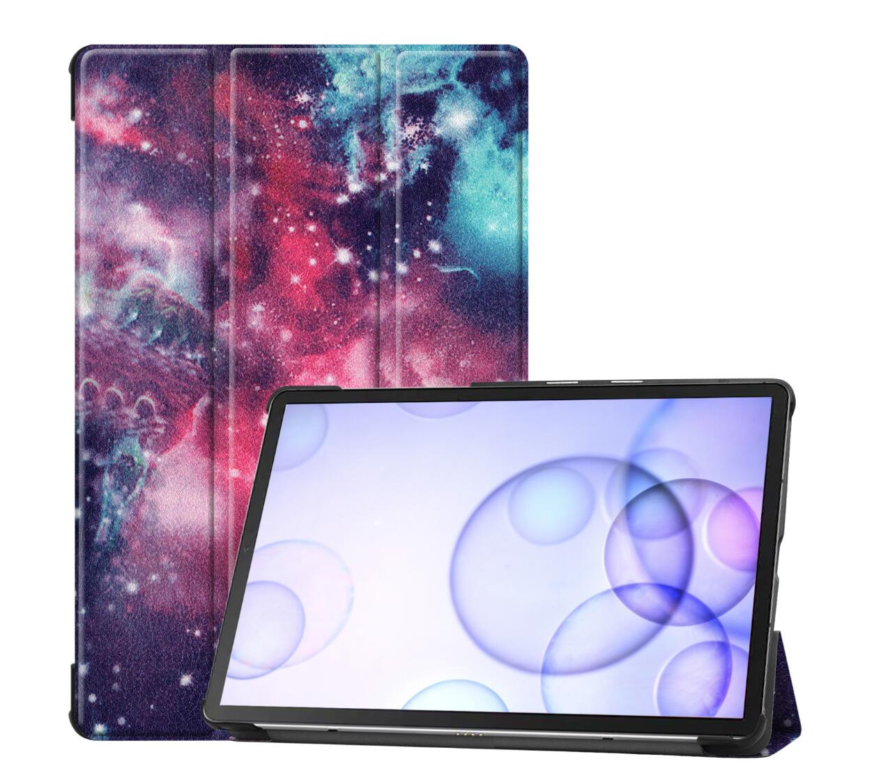 Tri-fold Caster Leather Samsung Galaxy Tab S6 Case Hard Shell Slim