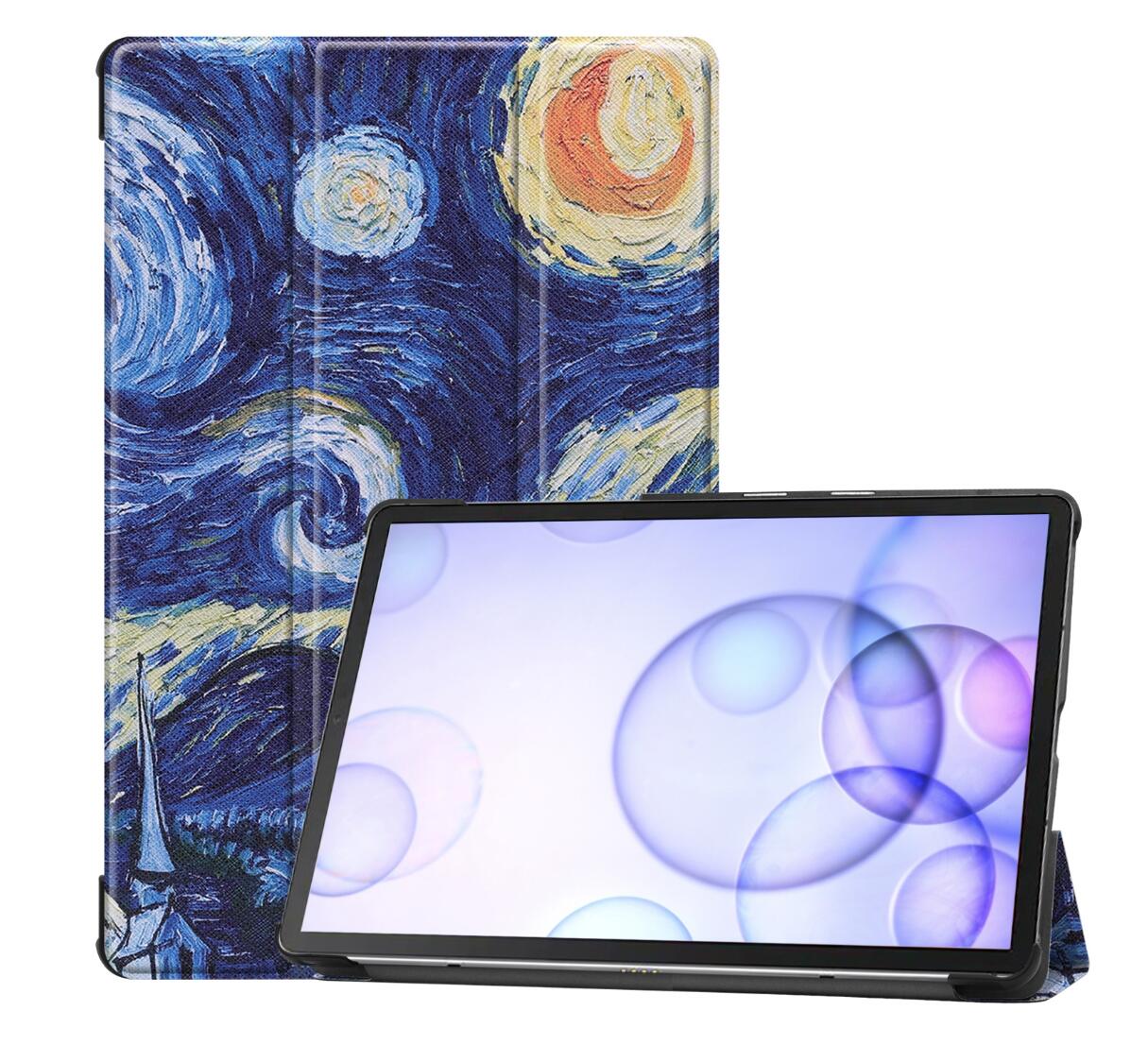 Tri-fold Caster Leather Samsung Galaxy Tab S6 Case Hard Shell Slim