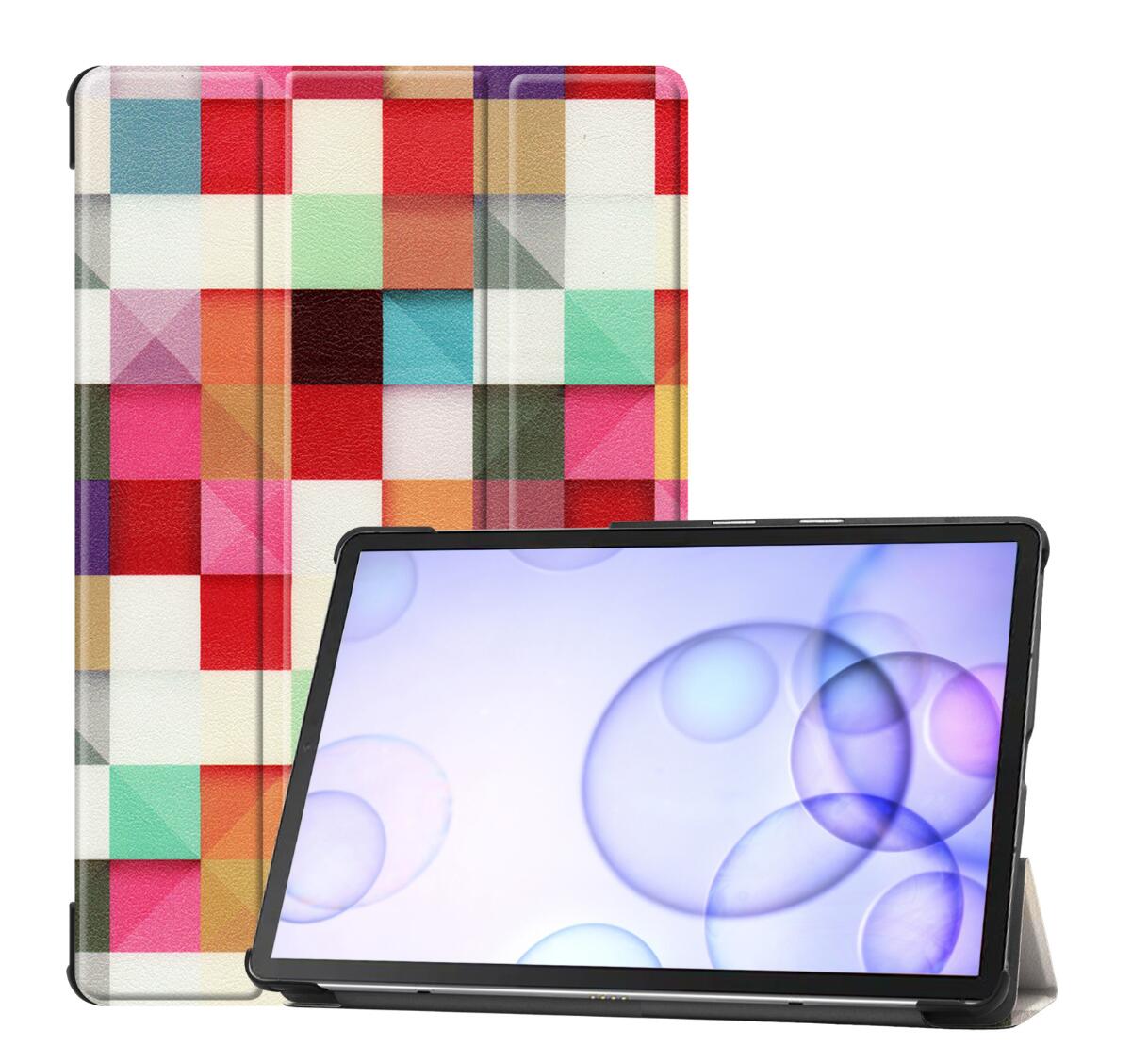 Tri-fold Caster Leather Samsung Galaxy Tab S6 Case Hard Shell Slim