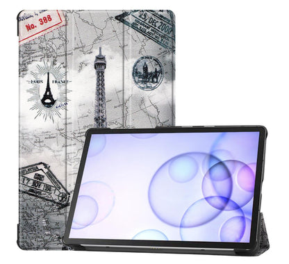 Tri-fold Caster Leather Samsung Galaxy Tab S6 Case Hard Shell Slim