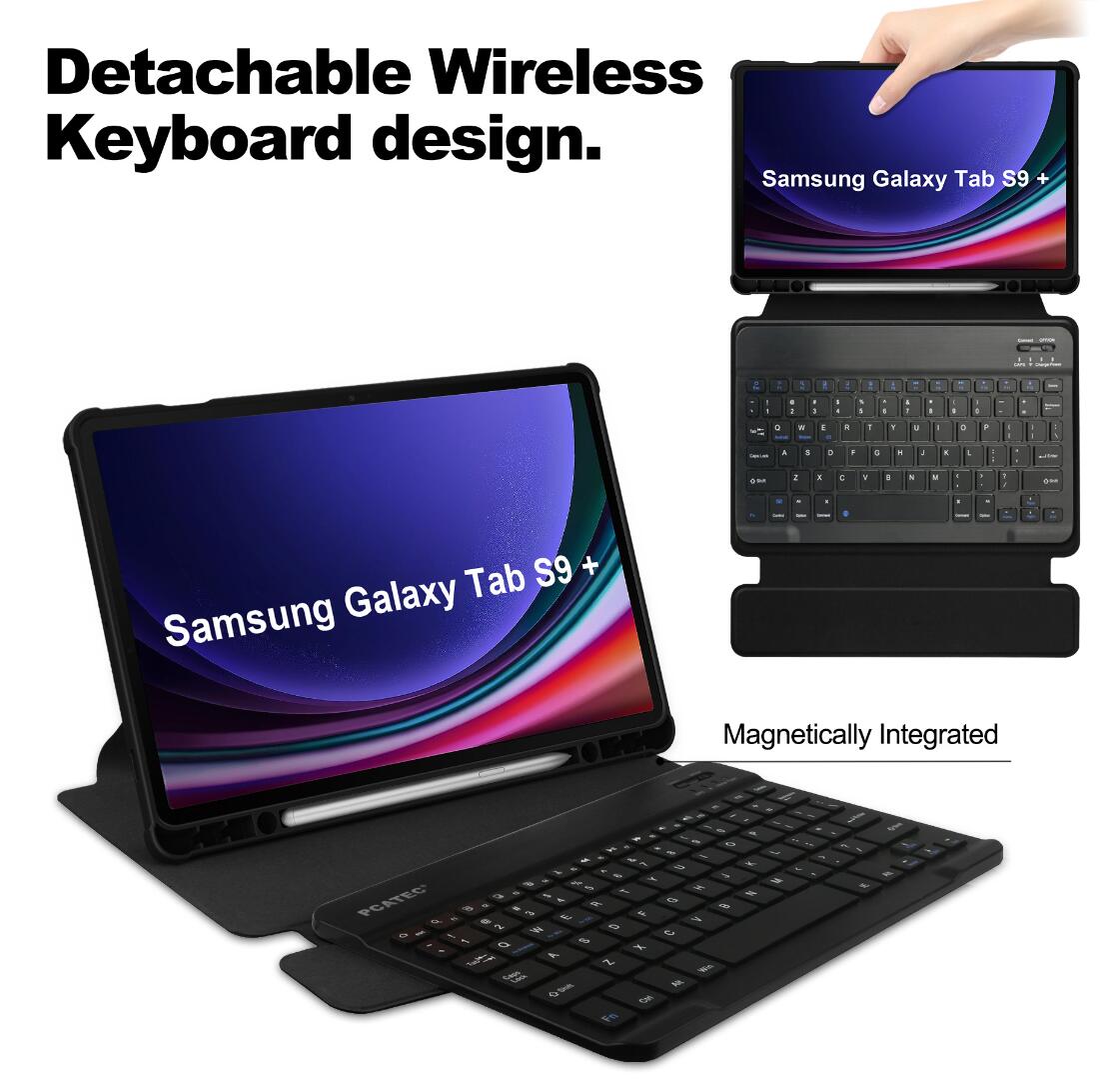 Acrylic Rotating Keyboard Samsung Galaxy Tab S9+ Case Clear