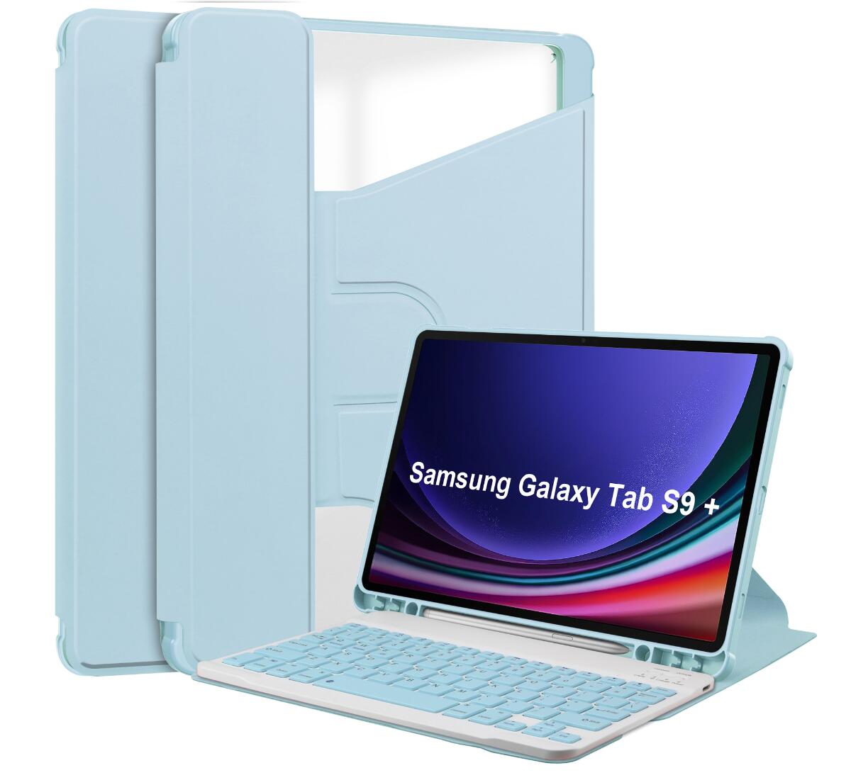 Acrylic Rotating Keyboard Samsung Galaxy Tab S9+ Case Clear