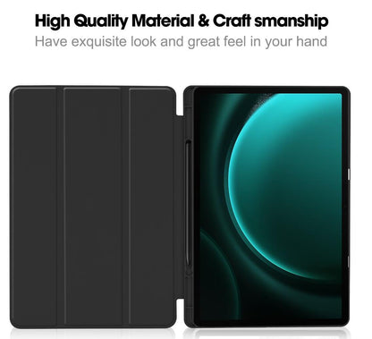 Soft TPU Combo Leather Samsung Galaxy Tab S9 FE+ Case Tri-fold Stand