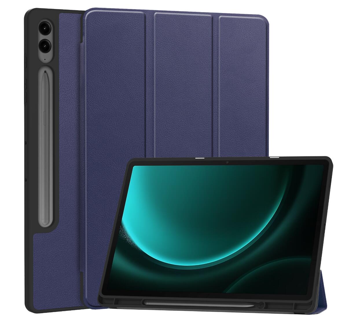 Soft TPU Combo Leather Samsung Galaxy Tab S9 FE+ Case Tri-fold Stand