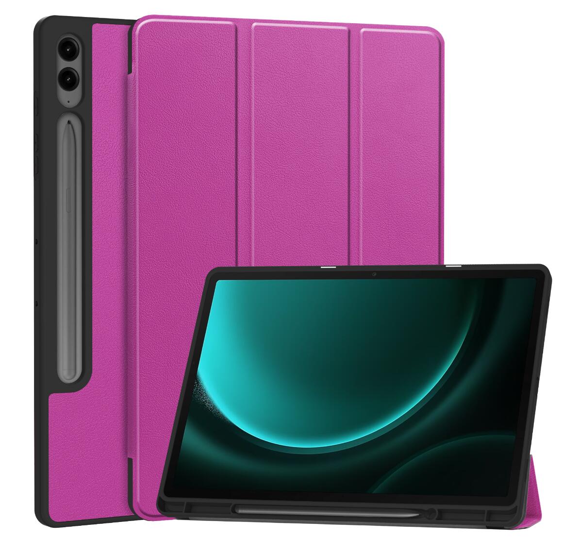 Soft TPU Combo Leather Samsung Galaxy Tab S9 FE+ Case Tri-fold Stand