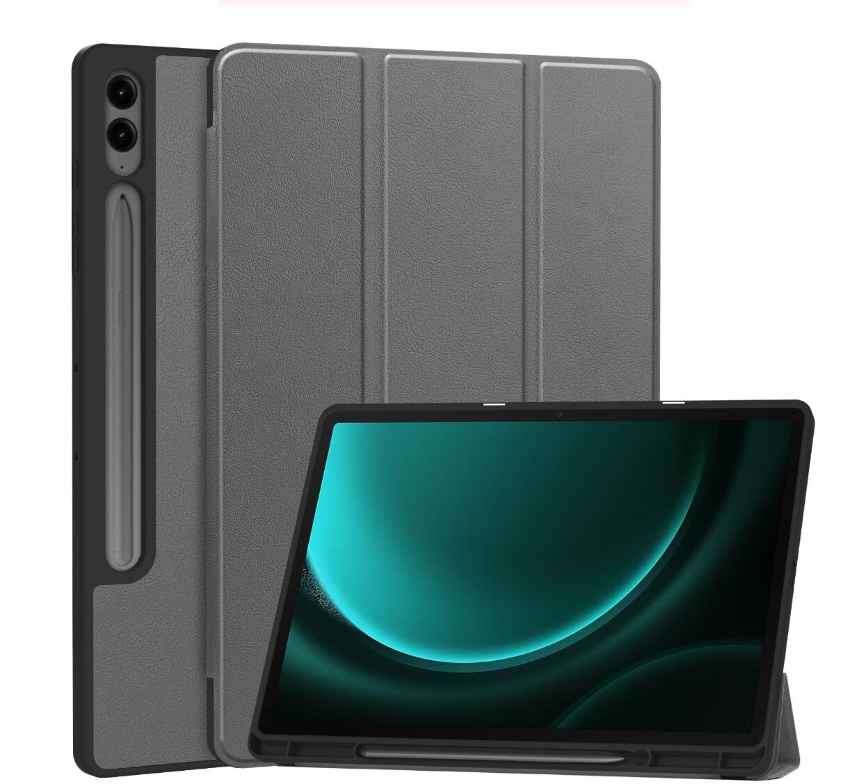 Soft TPU Combo Leather Samsung Galaxy Tab S9 FE+ Case Tri-fold Stand