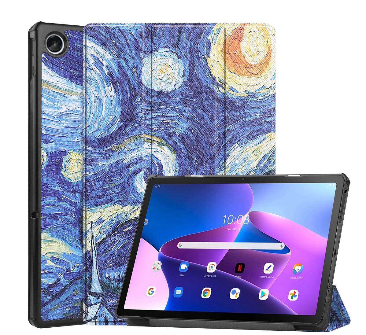 Tri-fold Caster Leather Lenovo Tab M10 Plus (2022) Case Hard Shell