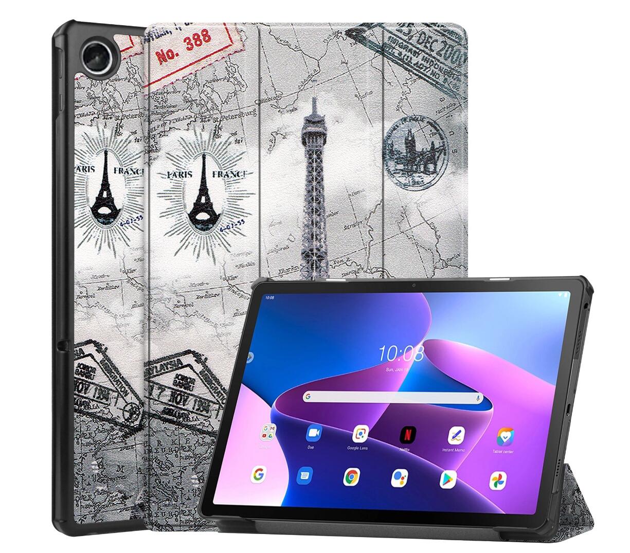 Tri-fold Caster Leather Lenovo Tab M10 Plus (2022) Case Hard Shell