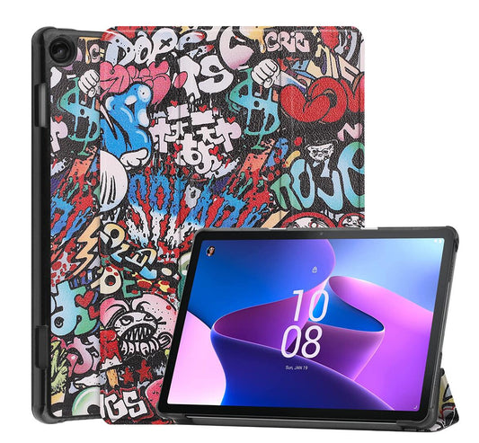 Tri-fold Caster Leather Lenovo Tab M10 (2022) Case Hard Shell Slim