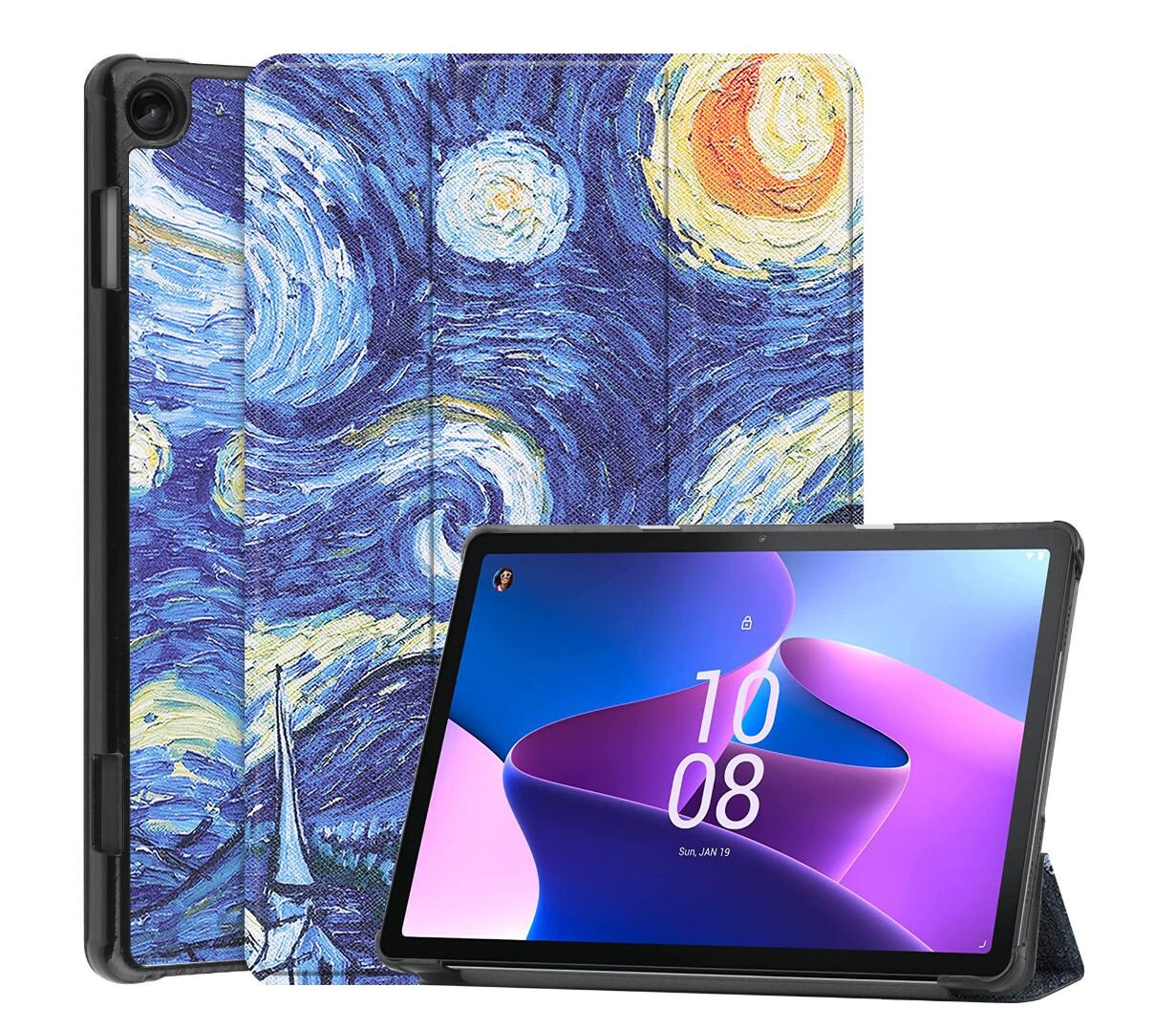 Tri-fold Caster Leather Lenovo Tab M10 (2022) Case Hard Shell Slim