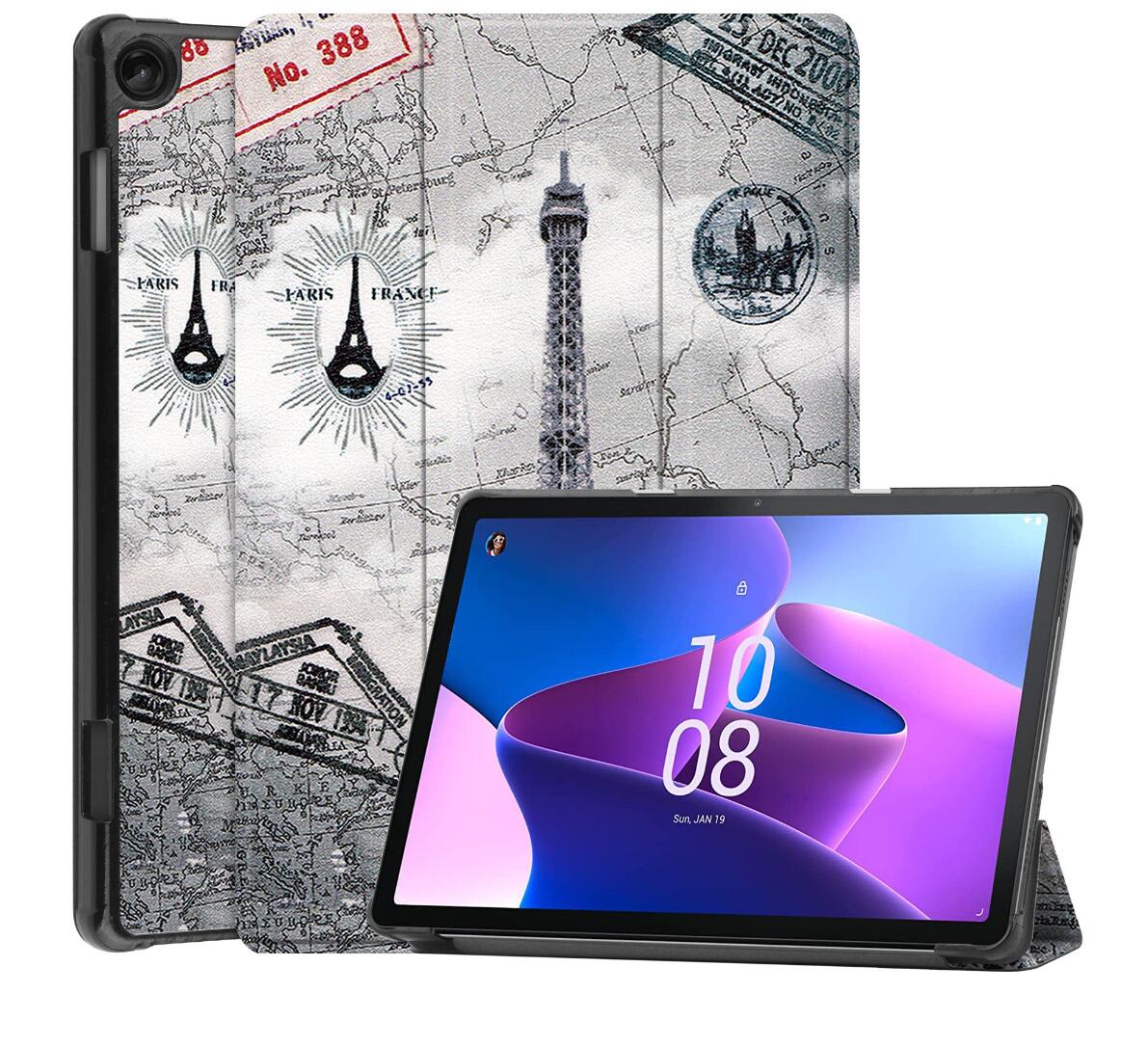 Tri-fold Caster Leather Lenovo Tab M10 (2022) Case Hard Shell Slim