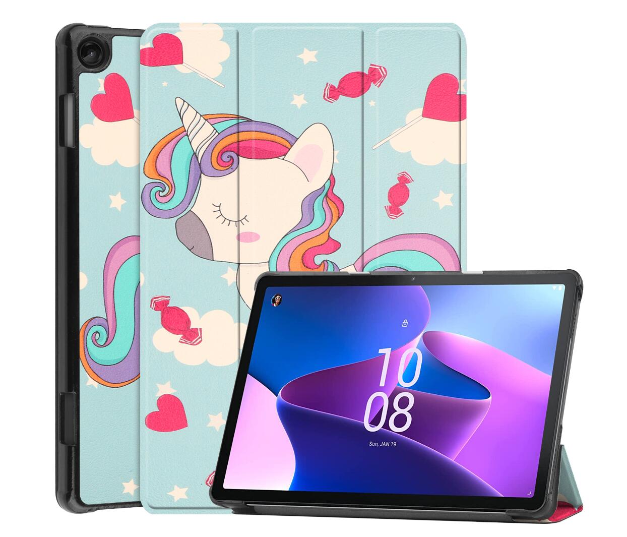 Tri-fold Caster Leather Lenovo Tab M10 (2022) Case Hard Shell Slim