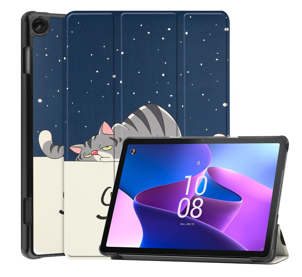 Tri-fold Caster Leather Lenovo Tab M10 (2022) Case Hard Shell Slim