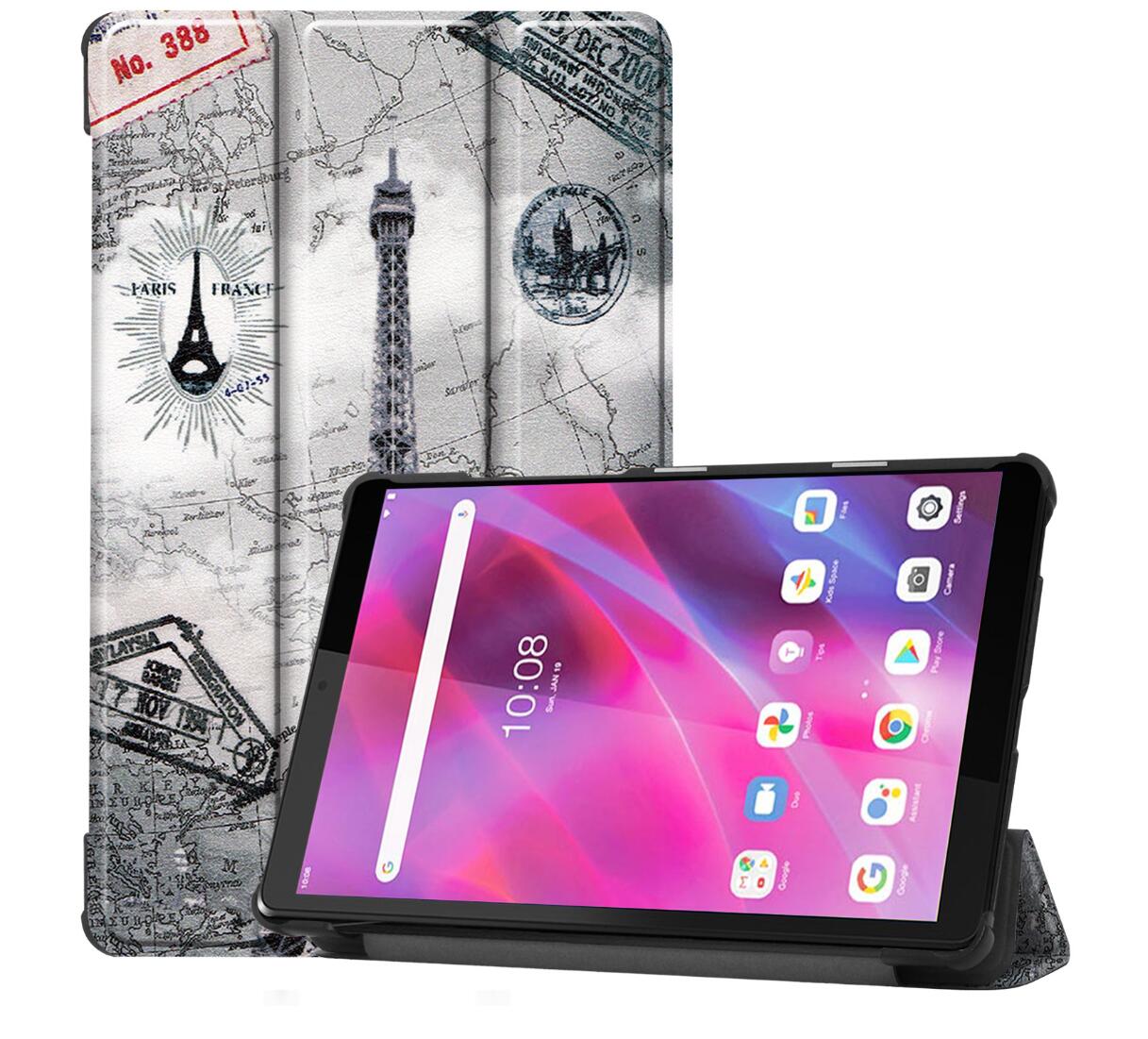 Tri-fold Caster Leather Lenovo Tab M8 (2021) Case Hard Shell Slim