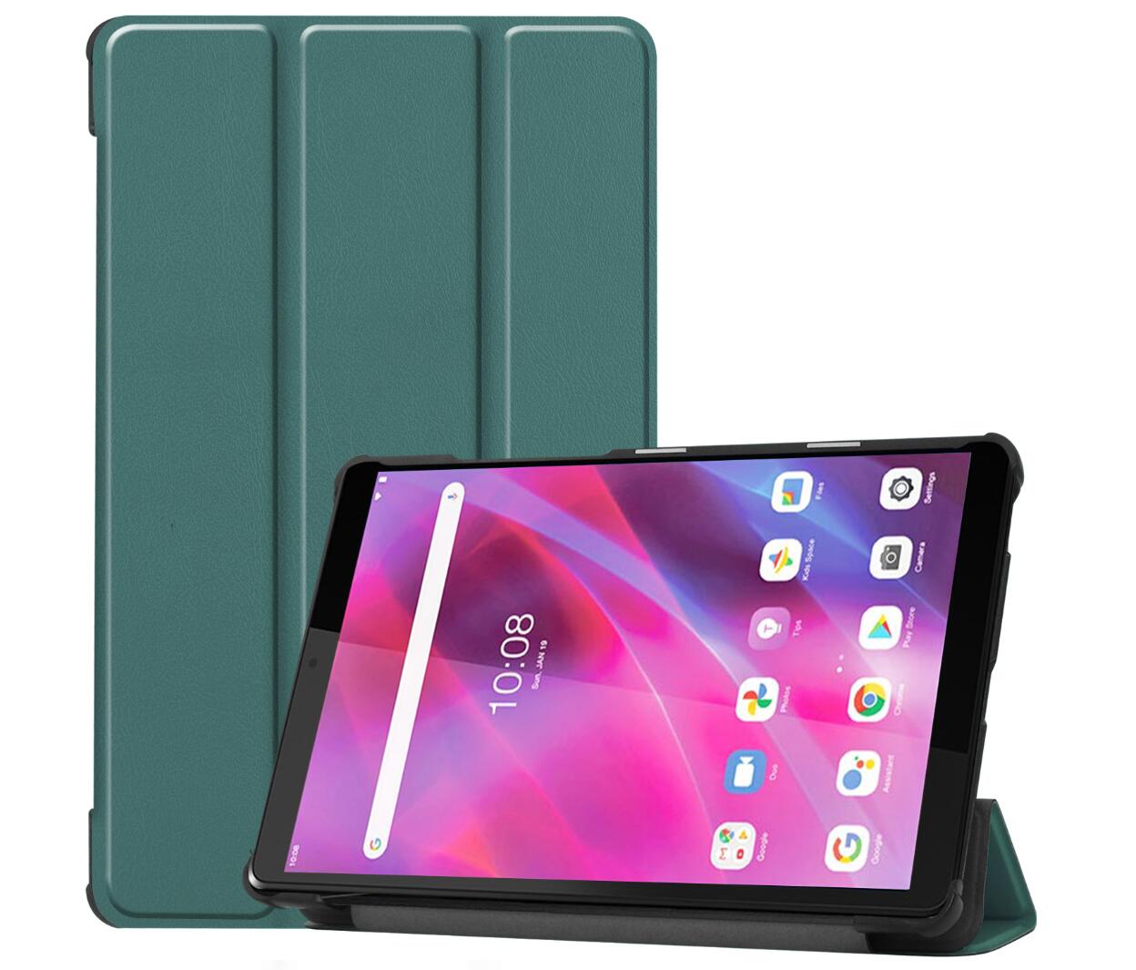 Tri-fold Caster Leather Lenovo Tab M8 (2021) Case Hard Shell Slim