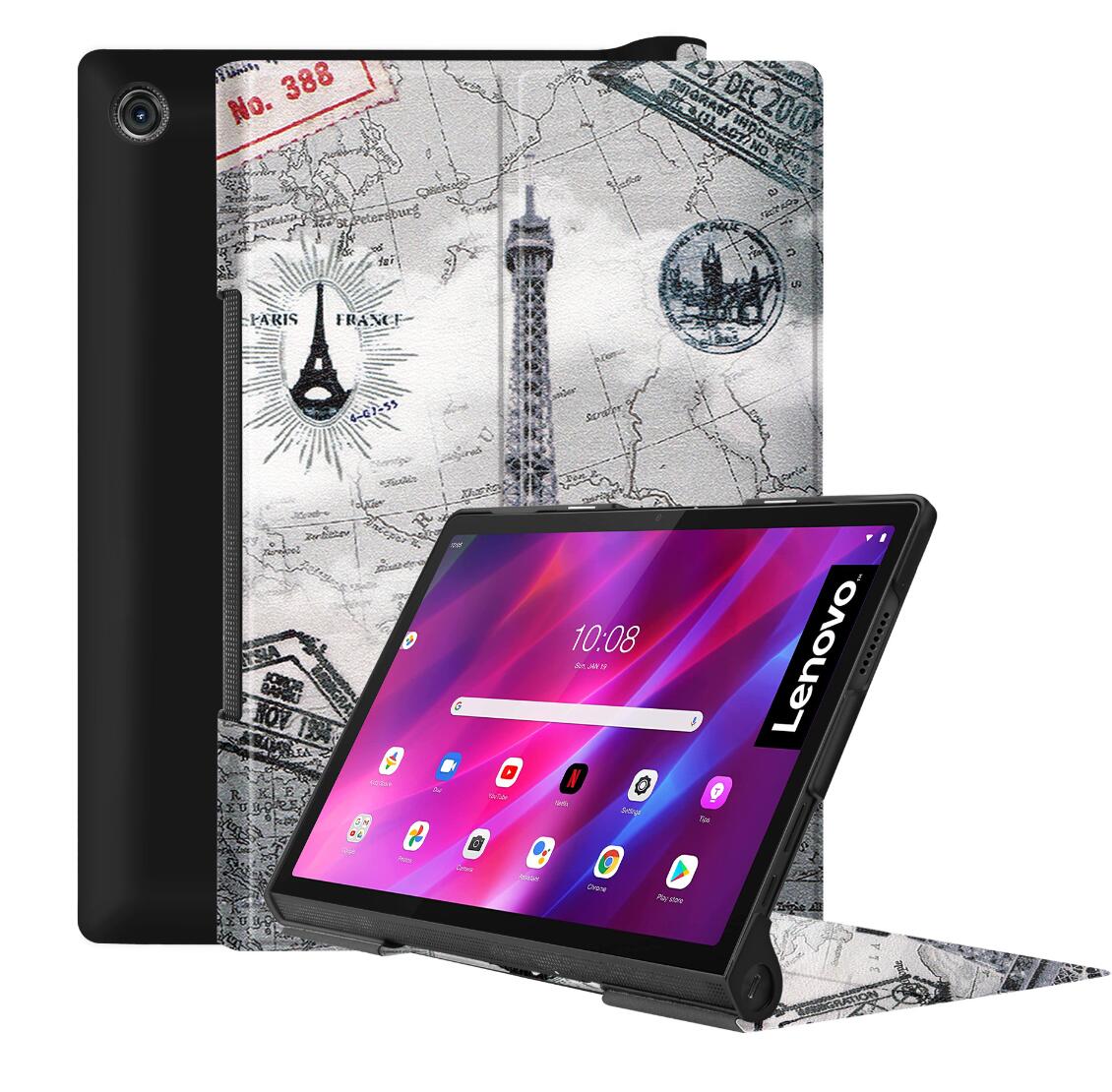 Tri-fold Caster Leather Lenovo Yoga Tab 11 (2021) Case Hard Shell Slim