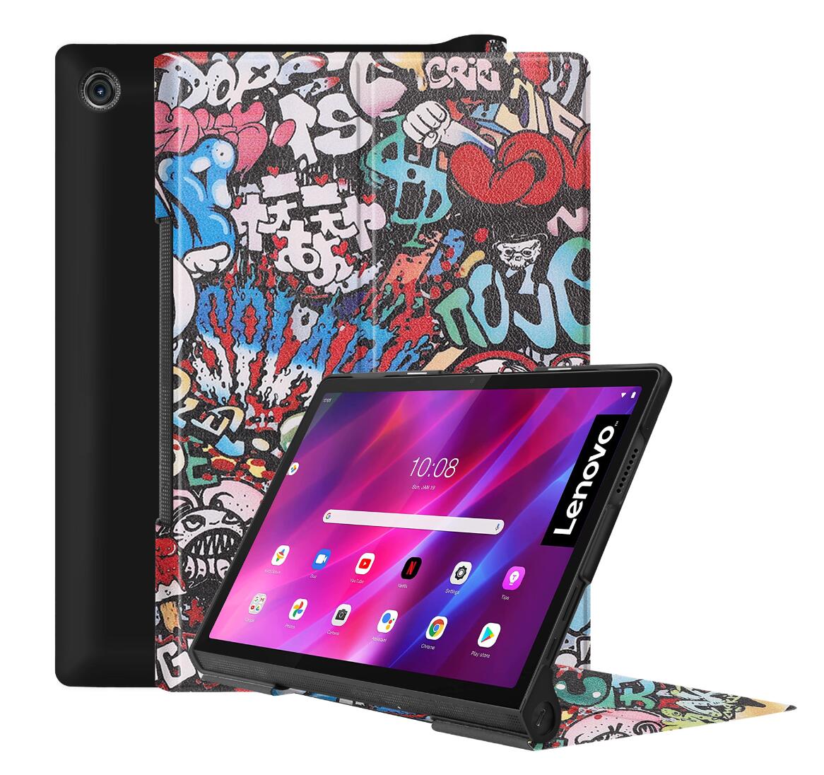 Tri-fold Caster Leather Lenovo Yoga Tab 11 (2021) Case Hard Shell Slim