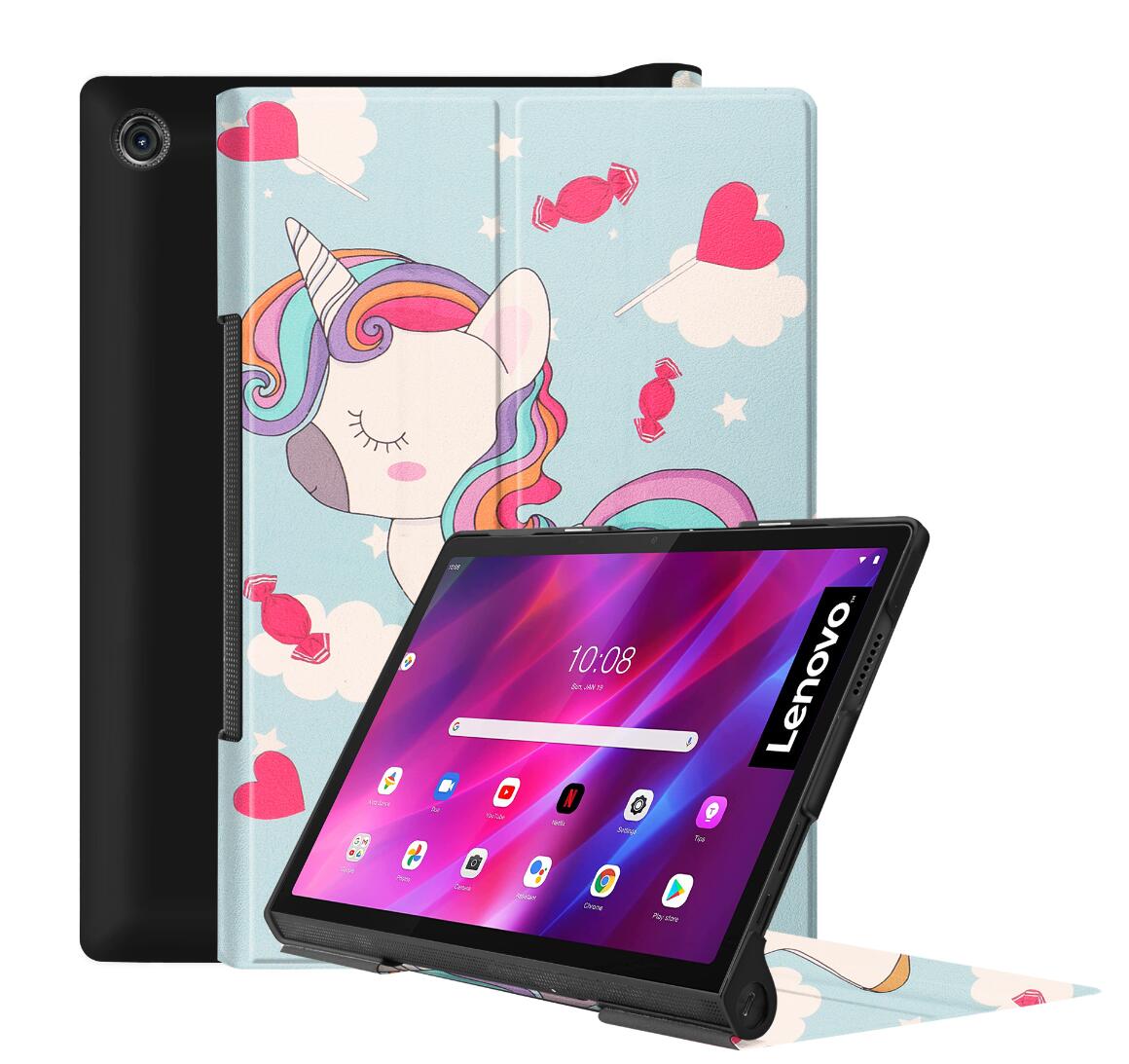 Tri-fold Caster Leather Lenovo Yoga Tab 11 (2021) Case Hard Shell Slim