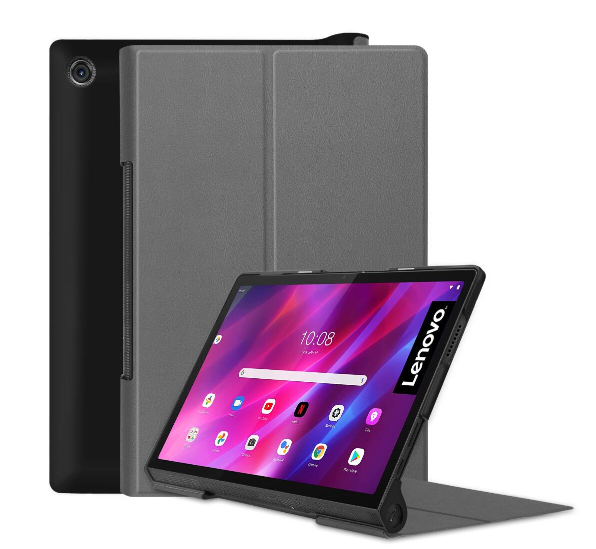 Tri-fold Caster Leather Lenovo Yoga Tab 11 (2021) Case Hard Shell Slim