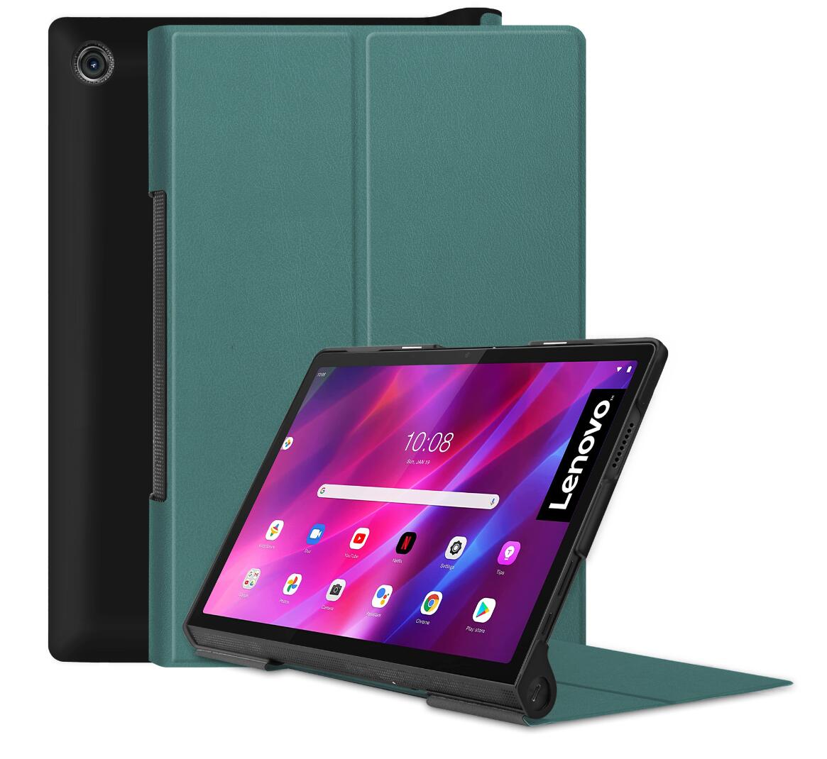 Tri-fold Caster Leather Lenovo Yoga Tab 11 (2021) Case Hard Shell Slim