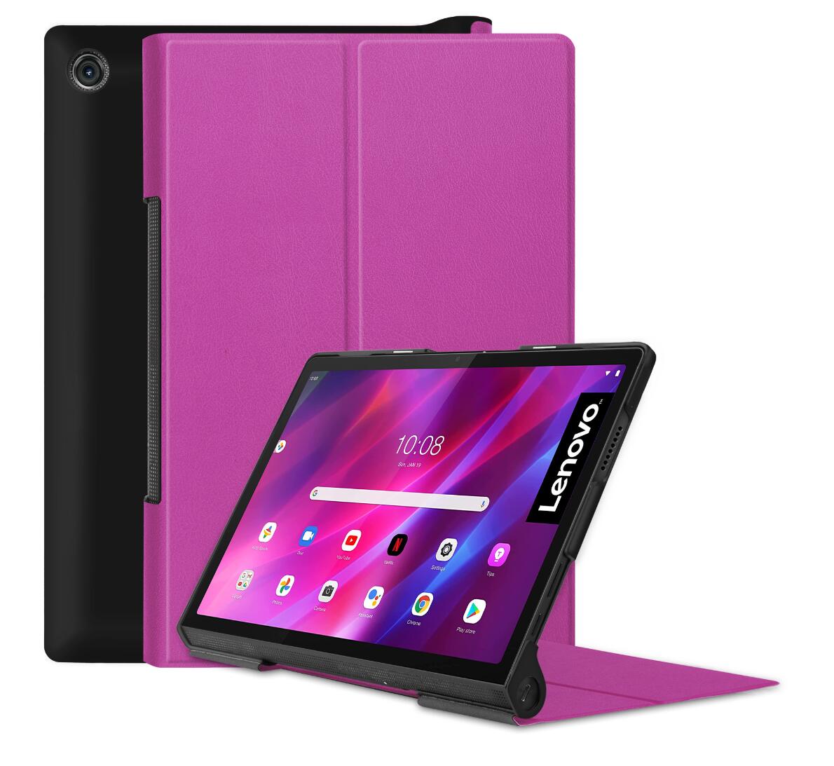 Tri-fold Caster Leather Lenovo Yoga Tab 11 (2021) Case Hard Shell Slim