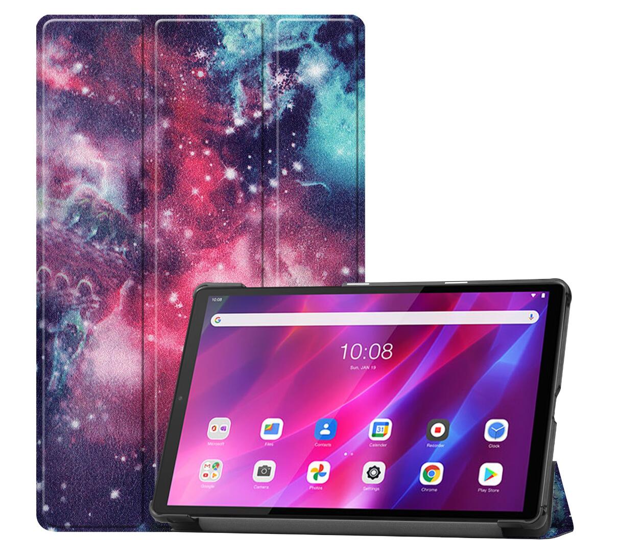 Tri-fold Caster Leather Lenovo Tab K10 (2021) Case Hard Shell Slim