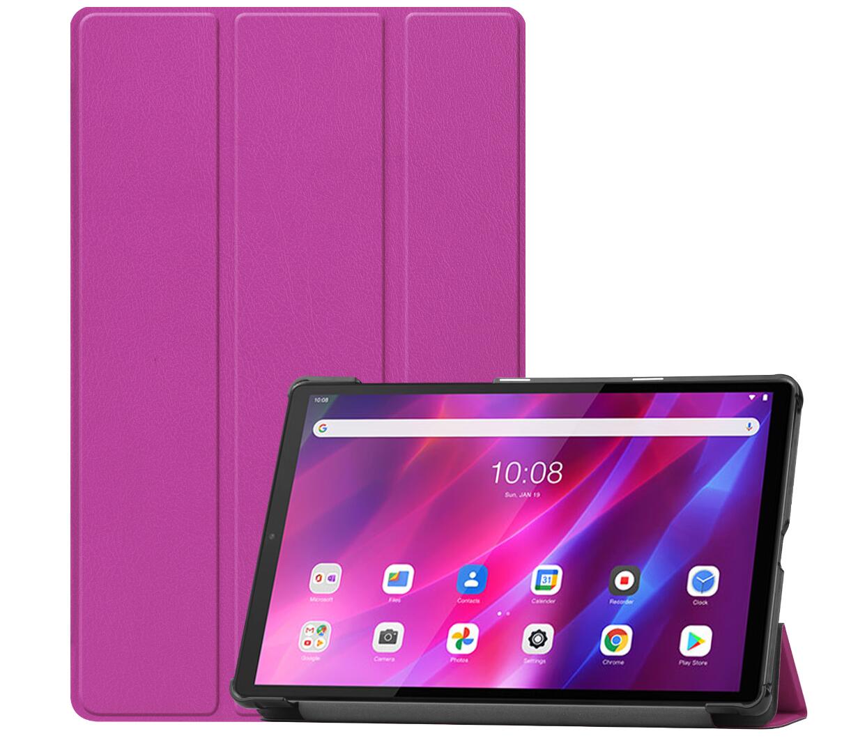 Tri-fold Caster Leather Lenovo Tab K10 (2021) Case Hard Shell Slim