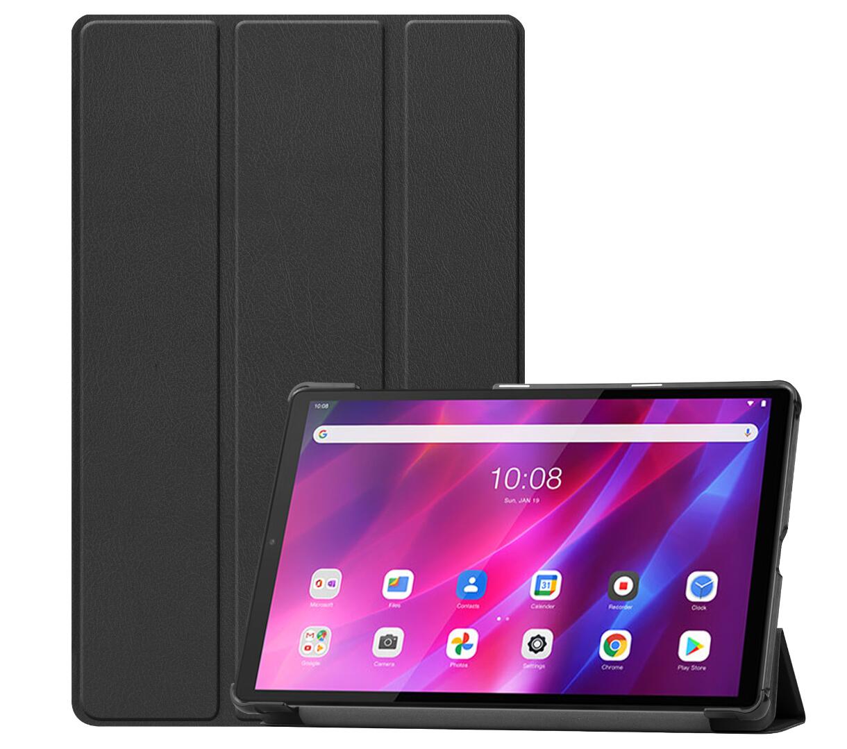 Tri-fold Caster Leather Lenovo Tab K10 (2021) Case Hard Shell Slim