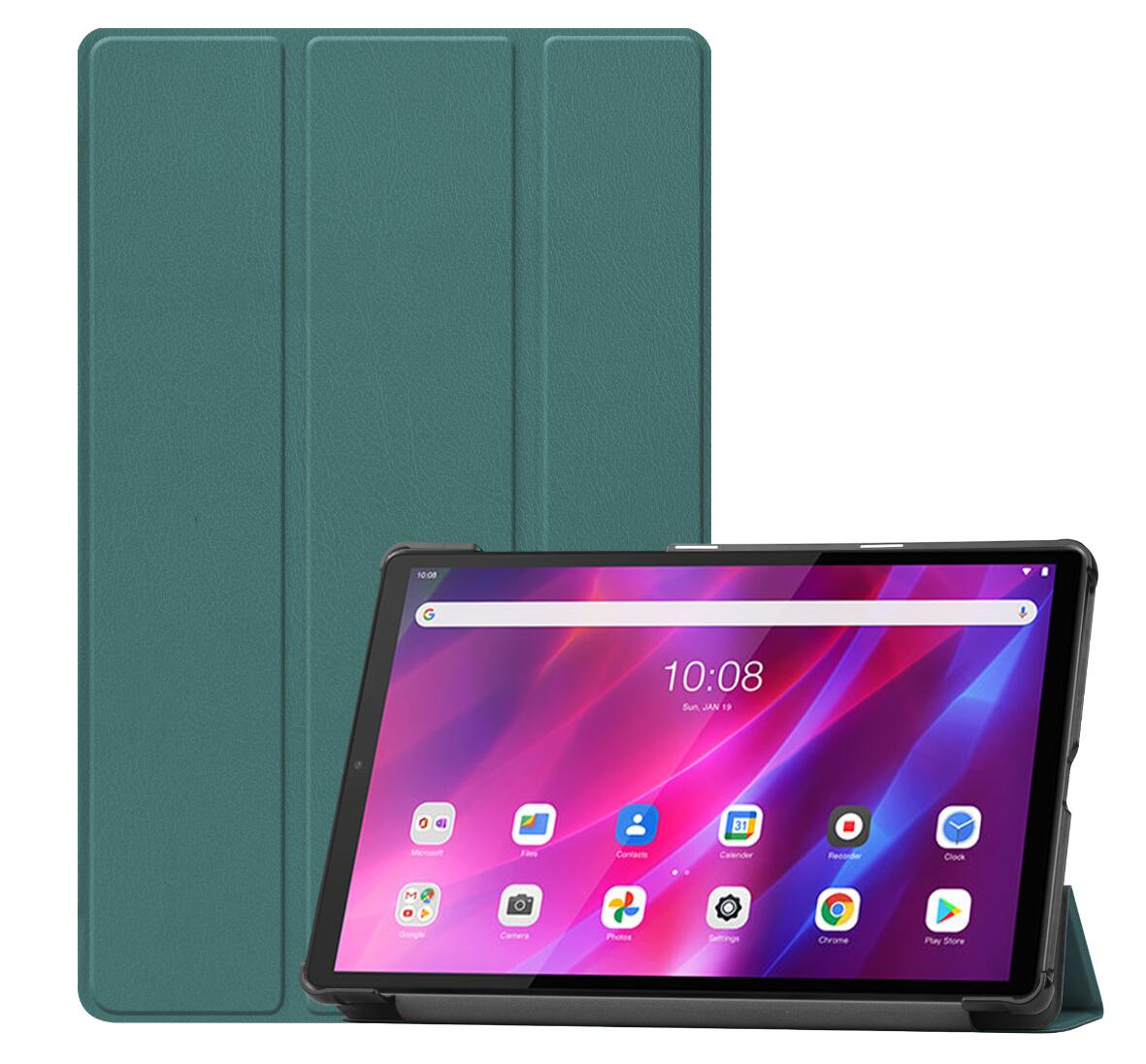 Tri-fold Caster Leather Lenovo Tab K10 (2021) Case Hard Shell Slim