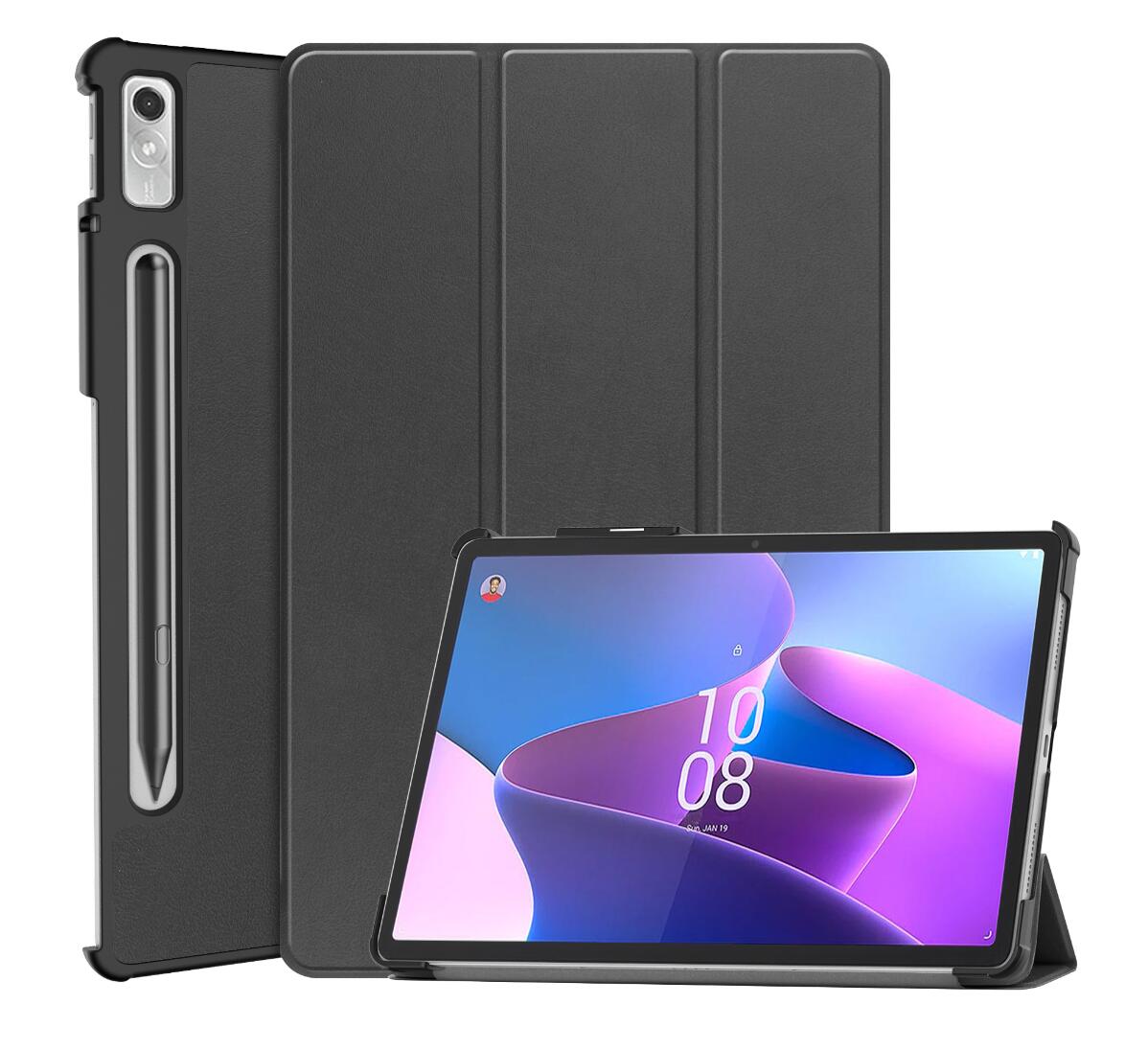 Tri-fold Caster Leather Lenovo Tab P11 Pro (2022) Case Hard Shell Slim