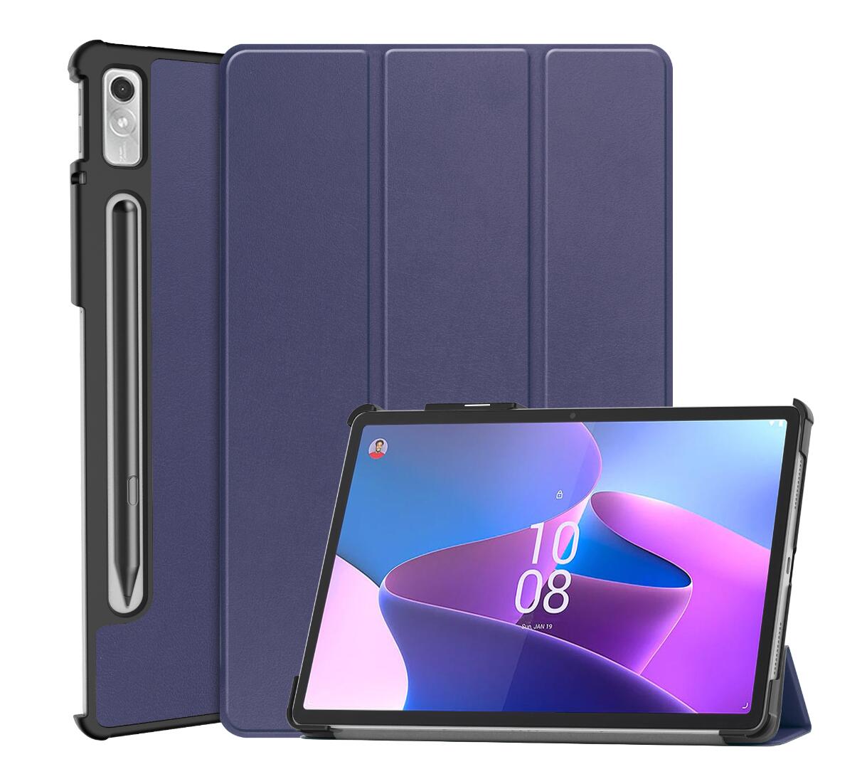 Tri-fold Caster Leather Lenovo Tab P11 Pro (2022) Case Hard Shell Slim