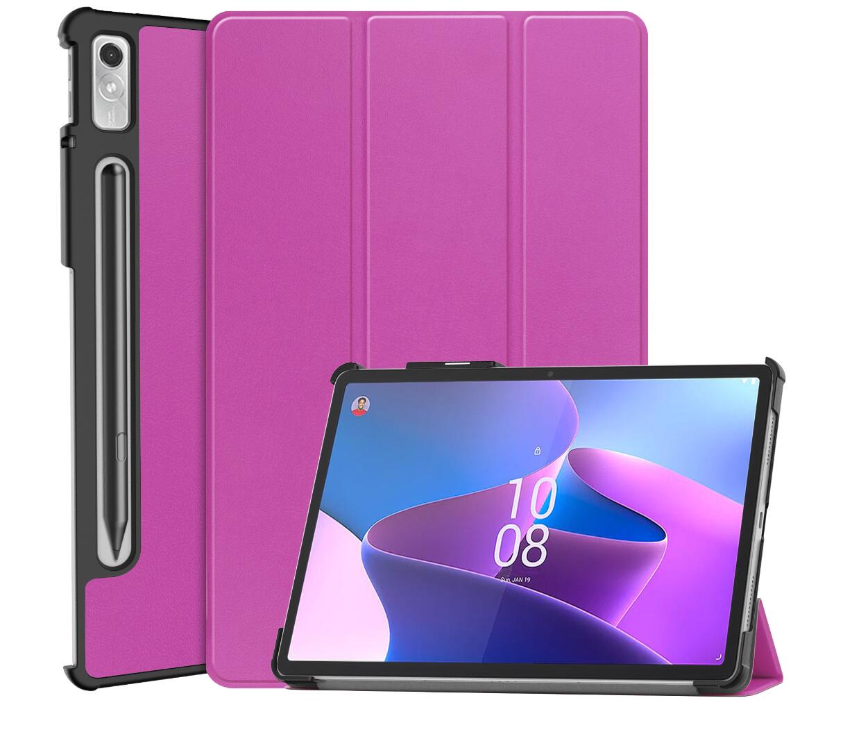 Tri-fold Caster Leather Lenovo Tab P11 Pro (2022) Case Hard Shell Slim