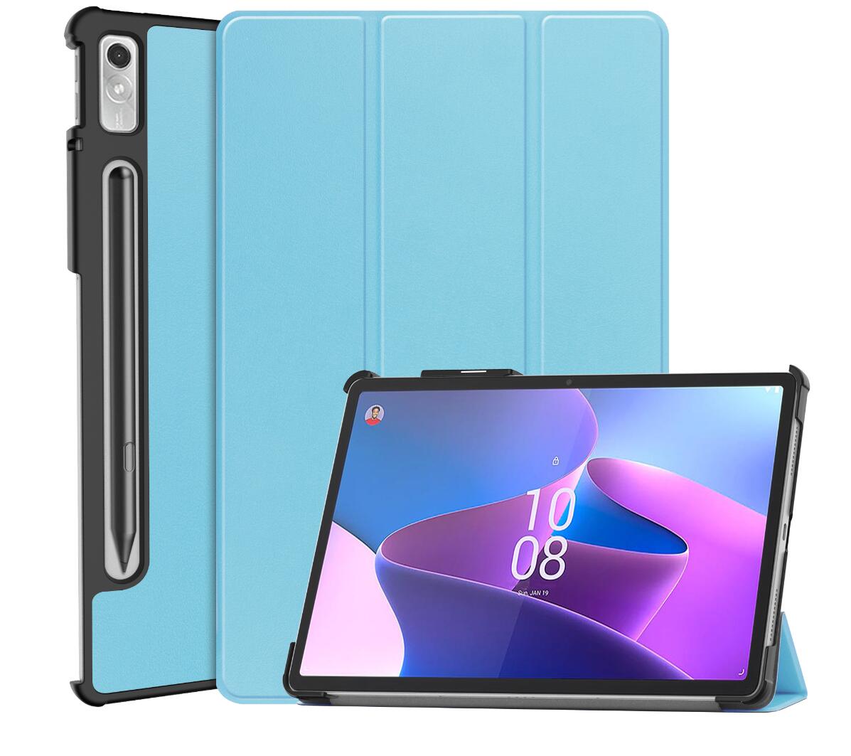 Tri-fold Caster Leather Lenovo Tab P11 Pro (2022) Case Hard Shell Slim