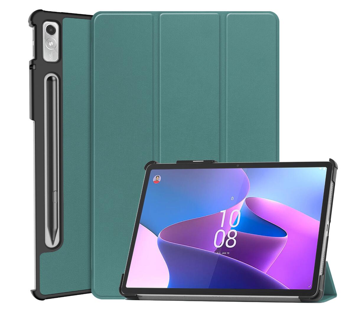 Tri-fold Caster Leather Lenovo Tab P11 Pro (2022) Case Hard Shell Slim